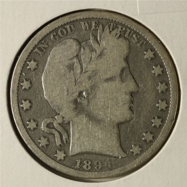 1894-O SILVER BARBER HALF DOLLAR