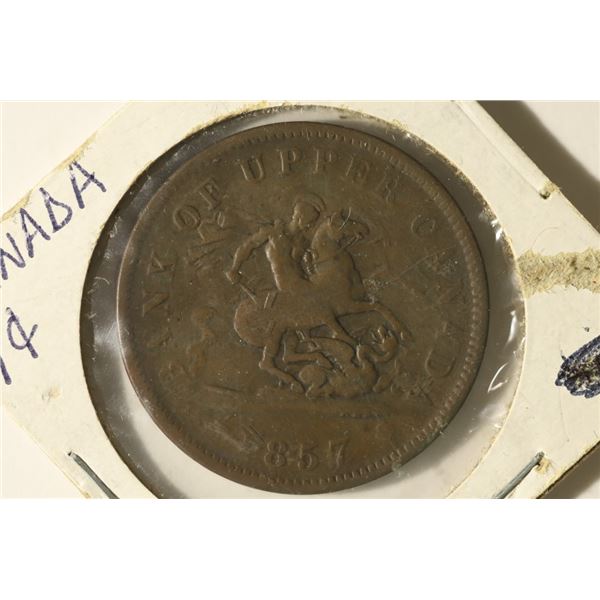 1857 BANK OF UPPER CANADA 1 PENNY BANK TOKEN