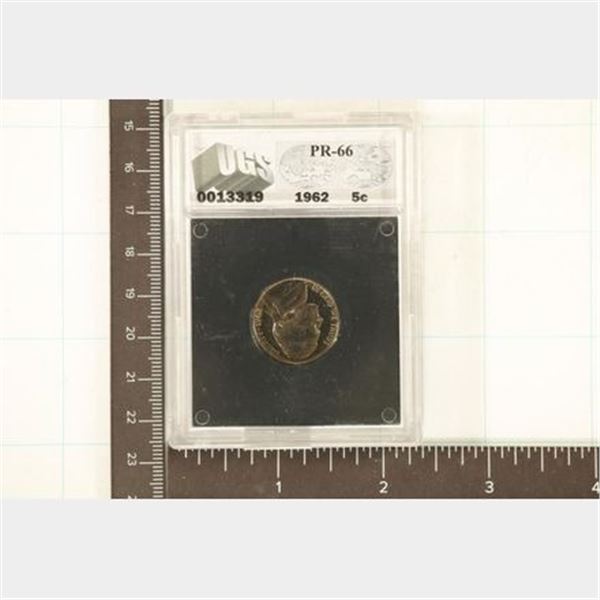 1962 PROOF JEFFERSON NICKEL IN HARD SLAB