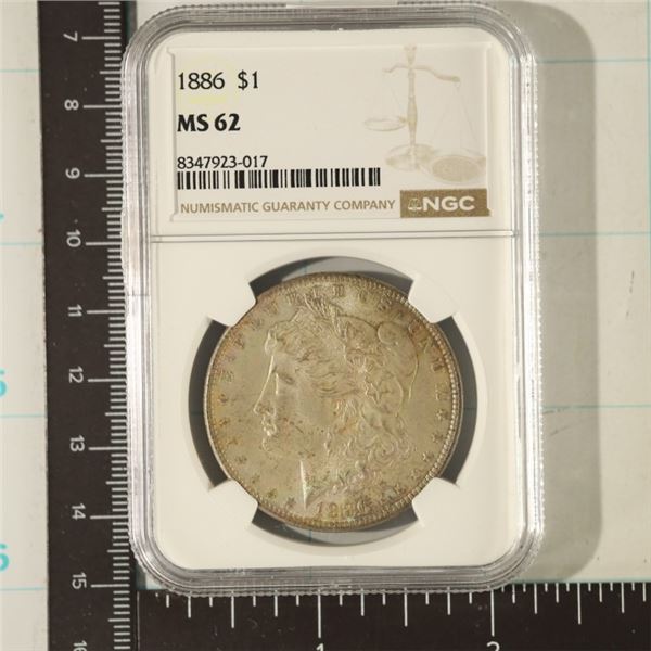 1886 MORGAN SILVER DOLLAR NGC MS62