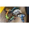 Image 1 : GROUP LOT. MAKITA 5007N SAW, MASTERCRAFT 1/2" CORDED IMPACT WRENCH, DEWALT DW130D 1/2" VSR DRILL,