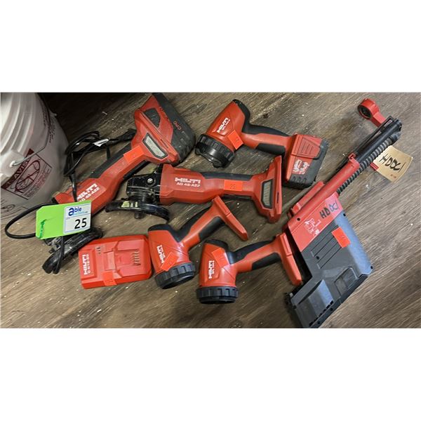 GROUP-2 X HILTI AG-4S-22-5, TE 5-DRS, 3 X SFL 144-A LIGHTS, BATTERIES, CHARGER