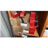 Image 6 : SHELF LOT OF HILTI ACCESSORIES ETC. 2 HEAT GUNS, CHALK LINE, QUARTZ BULBS, OVER 10 FIRE EXTINGUISHER