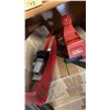 Image 8 : SHELF LOT OF HILTI ACCESSORIES ETC. 2 HEAT GUNS, CHALK LINE, QUARTZ BULBS, OVER 10 FIRE EXTINGUISHER