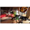 Image 2 : GROUP LOT LARGE PULLEYS AND CABLE, ROLLERS, EPOXY GUNS, TENT TIE DOWNS, LOCKS, NYLON CORD,
