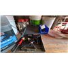 Image 4 : GROUP LOT LARGE PULLEYS AND CABLE, ROLLERS, EPOXY GUNS, TENT TIE DOWNS, LOCKS, NYLON CORD,