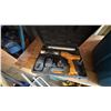 Image 5 : GROUP LOT LARGE PULLEYS AND CABLE, ROLLERS, EPOXY GUNS, TENT TIE DOWNS, LOCKS, NYLON CORD,