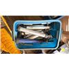 Image 7 : GROUP LOT LARGE PULLEYS AND CABLE, ROLLERS, EPOXY GUNS, TENT TIE DOWNS, LOCKS, NYLON CORD,