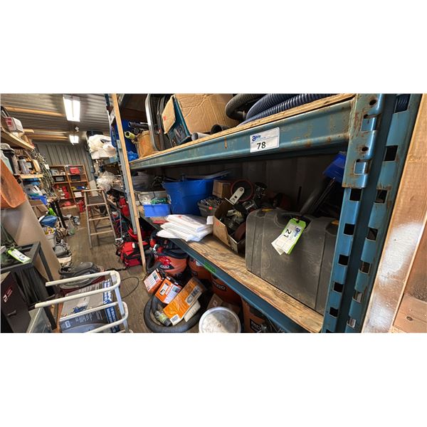 3 SECTIONS OF METAL RACKING. 4X 8' X 3' UPRIGHTS, 18 10' BEAMS, PLYWOOD DECKING. NO CONTENTS,