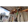 Image 1 : GROUP LOT SHOVELS, LOAD BARS, MAGNET SWEEPERS, GARDEN RAKE, BAR CLAMPS.