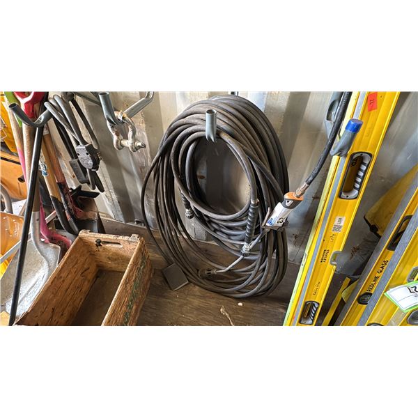 GROUP LOT. PROPANE TIGER TORCH, PRESSURE WASHER EXT HOSE, RUBBER GARDEN HOSE