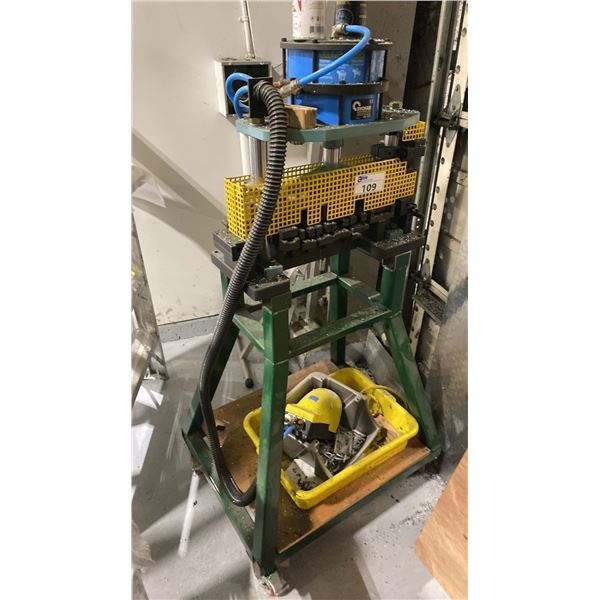 SHOHAM PNEUMATIC MULTI HEAD PUNCH WITH FOOT CONTROL ON CART WITH WHEELS
