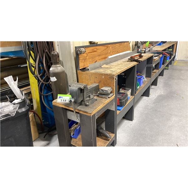 WILTON 6" VICE WITH WORKBENCH AND 17" LONG ANVIL (BENCH IS APPROX 25' LONG)