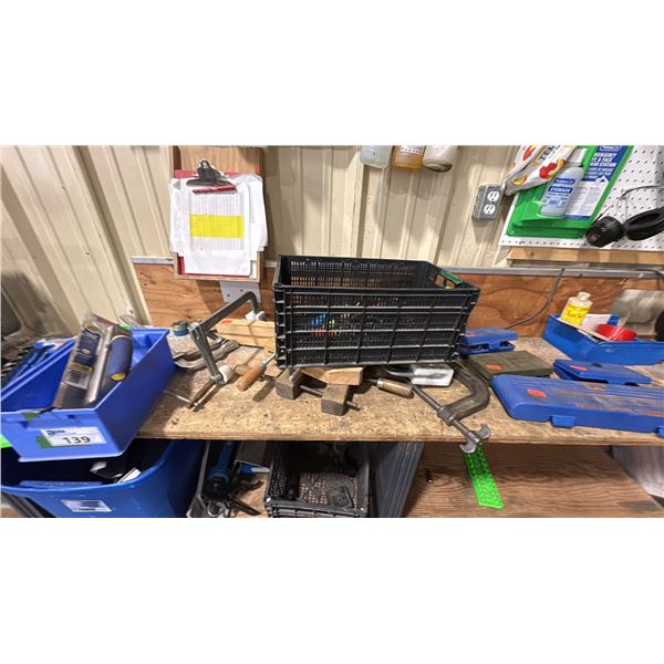 GROUP LOT ASST CLAMPS, PARTIAL SOCKET SETS, ALAN SOCKETS, HAND PUNCH, TIN SHEARS, ETC
