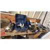 Image 1 : GROUP LOT WITH HITACHI ANGLE GRINDER, DRILL DOCTOR, PALM SANDER, HEAT GUN, MAGNET CLAMP, DREMEL,