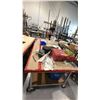 Image 2 : 8X4' ROLLING WORK TABLE. 2" METAL TUBE WITH 5" HEAVY DUTY WHEELS-NO CONTENTS
