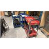 Image 1 : 3 METAL SHOP CARTS. TWO BLUE ONE RED, INC EMPTY FATMAX TOOL BOX