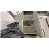 Image 11 : CREAM COLOR 33" BEER FRIDGE, MICROWAVE, COFFEE MAKER, KITCHEN SUPPLIES AND ROLLING KITCHEN CABINET