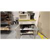 Image 3 : CREAM COLOR 33" BEER FRIDGE, MICROWAVE, COFFEE MAKER, KITCHEN SUPPLIES AND ROLLING KITCHEN CABINET