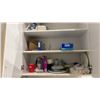 Image 8 : CREAM COLOR 33" BEER FRIDGE, MICROWAVE, COFFEE MAKER, KITCHEN SUPPLIES AND ROLLING KITCHEN CABINET