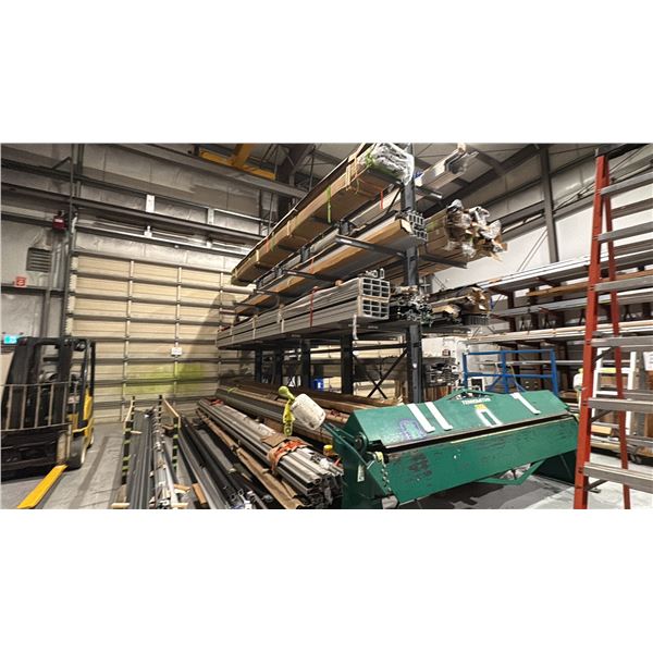 DOUBLE SIDED HEAVY DUTY RACKING FOR THE ALUMINUM EXTRUSIONS. 16'HX 8'DX21'L. PICK UP LAST