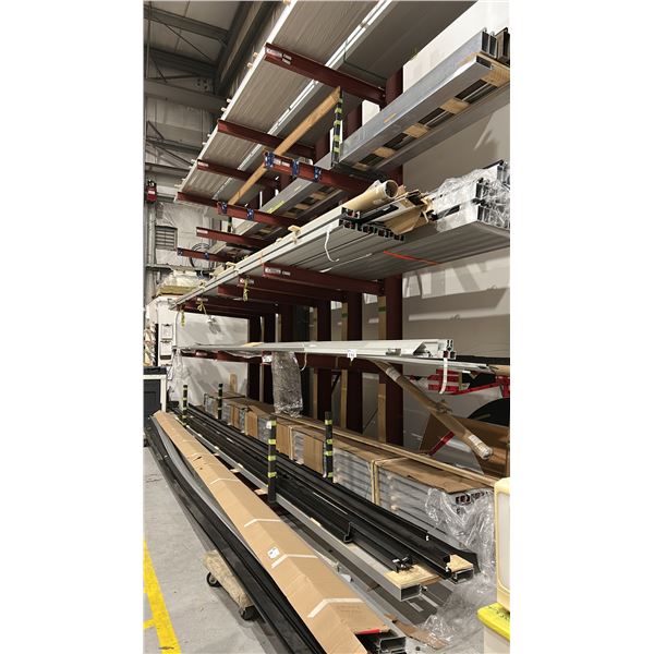 SINGLE SIDED HEAVY DUTY RACKING FOR EXTRUSIONS. 62"D X 16'H UP TO 20'. NO CONTENTS. BUYER TO
