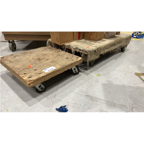 2 HEAVY DUTY WOOD FRAME FLAT DOLLIES