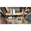 Image 4 : STORAGE SHELF WITH CONTENTS. DRILL PRESS, GLASS DRILL BITS, SANDING BELTS, FASTENERS, ETC
