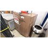 Image 1 : METAL CABINET WITH PAINT SUPPLIES, PAINT CANS, AND 4 DRAWER FILE CABINET WITH ASST SAFETY SUPPLIES,