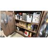 Image 2 : METAL CABINET WITH PAINT SUPPLIES, PAINT CANS, AND 4 DRAWER FILE CABINET WITH ASST SAFETY SUPPLIES,