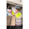 Image 4 : METAL CABINET WITH PAINT SUPPLIES, PAINT CANS, AND 4 DRAWER FILE CABINET WITH ASST SAFETY SUPPLIES,