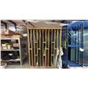 Image 2 : WOOD STORAGE RACK WITH CONTENTS OF GLASS. SOME SAFETY GLASS, SOME WIRED, VARIOUS SIZES