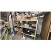 Image 1 : CUSTOM ALUMINUM SHELVES WITH CONTENTS. AUTO DOOR CLOSURES, SILICONE SEALANT, SAFETY HARNESSES AND