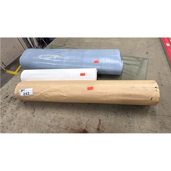 3 ROLLS OF ADHESIVE PRODUCT. 2 X 3' SOPRASEAL VAPOUR BARRIER AND WHITE PROTECTIVE STICK ON MATERIAL