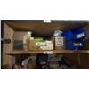 Image 2 : 32" WIDE WOOD STORAGE CABINET WITH CONTENTS. INC SLIDING DOOR GLIDES, WINDOW HARDWARE, SLIDING