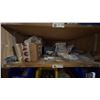 Image 3 : 32" WIDE WOOD STORAGE CABINET WITH CONTENTS. INC SLIDING DOOR GLIDES, WINDOW HARDWARE, SLIDING