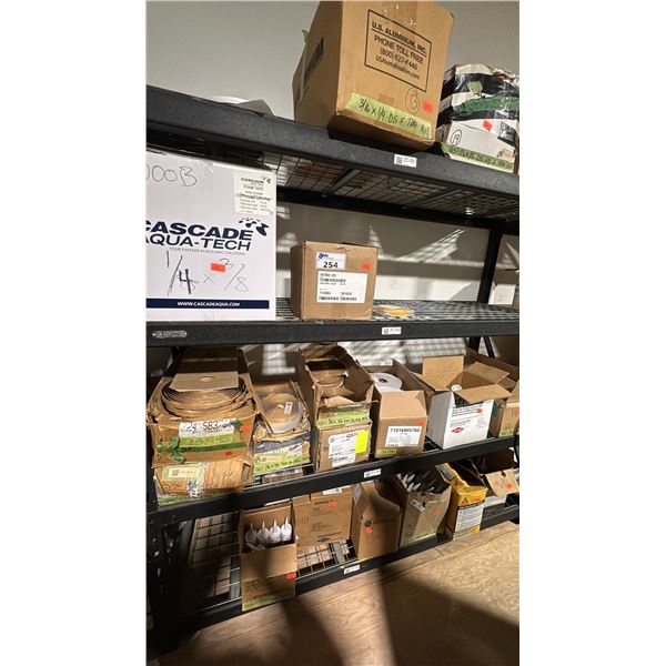 GROUP LOT OF CONTENTS OF 4 SHELVES ASST 2 SIDED TAPE AND SILICONE SEALANT.