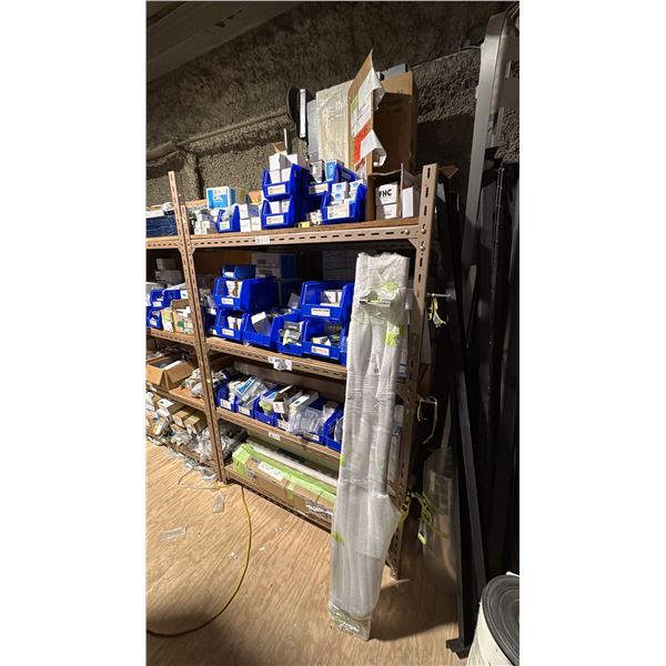 4 SHELVES OF COMMERCIAL DOOR HARDWARE. TRL, RICHELIEU, HI-TECH