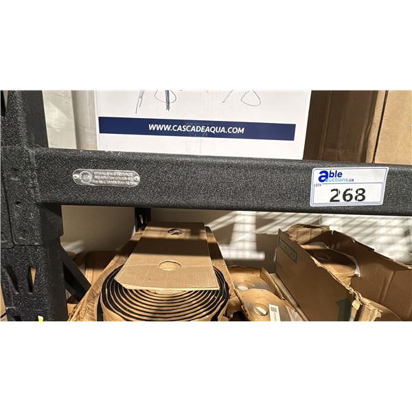 5 SECTIONS OF LIGHT INDUSTRIAL RACKING 6'X2'X6'H WITH DECKING. PICK UP LAST DAY