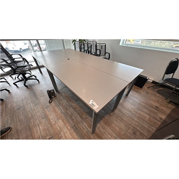 GROUP OF 4X 60"X30" MEETING ROOM TABLES. SILVER. NO CONTENTS