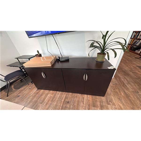 6'X22" DARK CHERRY COLOR CREDENZA WITH CONTENTS