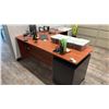 Image 1 : L SHAPED CORNER DESK WITH BLACK DRAWER PEDESTAL. 6'X6'6"