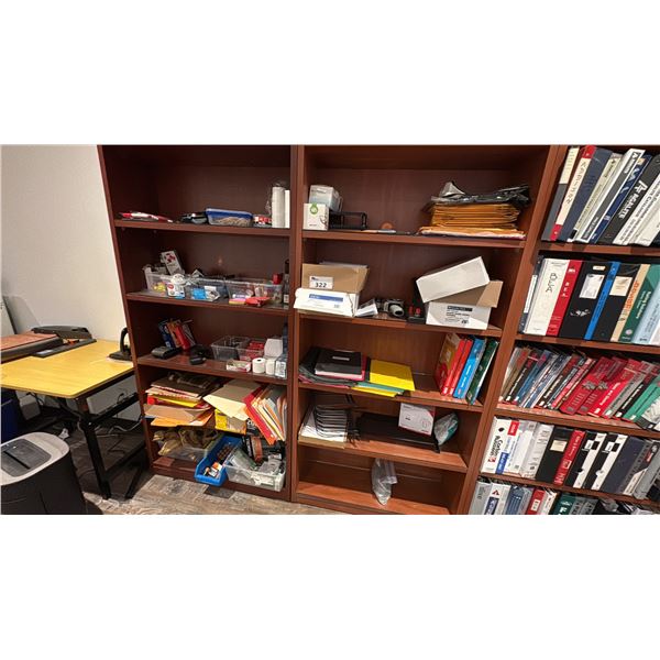GROUP LOT OF OFFICE SUPPLIES. PAPER CUTTER, THREE HOLE PUNCH, BATTERIES, FELT PENS, STAPLERS,