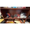 Image 9 : GROUP LOT OF OFFICE SUPPLIES. PAPER CUTTER, THREE HOLE PUNCH, BATTERIES, FELT PENS, STAPLERS,