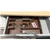 Image 3 : CUTE LITTLE KITCHEN CART ON WHEELS WITH DANBY MICROWAVE, KNIFE BLOCK WITH KNIVES, TOASTER