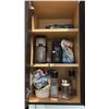 Image 1 : CONTENTS OF KITCHEN CABINETS. DISHES, CUTLERY, MUGS, COFFEE GRINDER, ETC