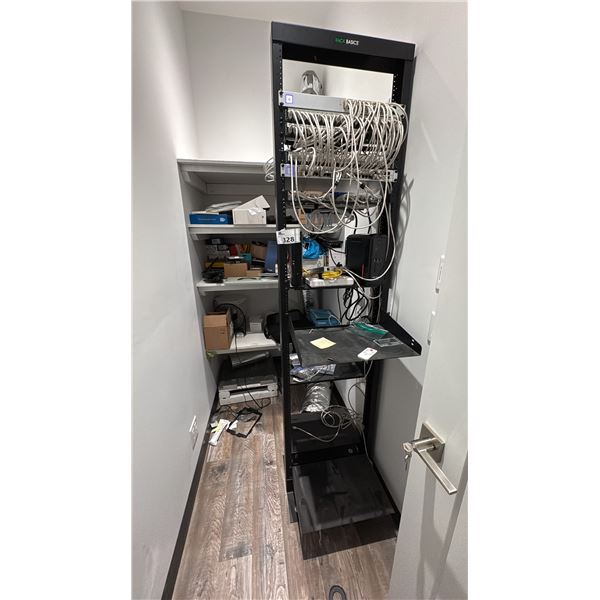 RACK BASICS SERVER RACK WITH 2 UNIFI 24 PORT SWITCHES AND UNIFI SECURITY GATEWAY, NOKIA DATA