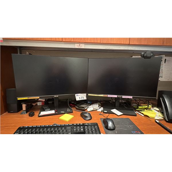 2 X ASUS 24" MONITORS WITH LOGITECH CAMERA MICROPHONE