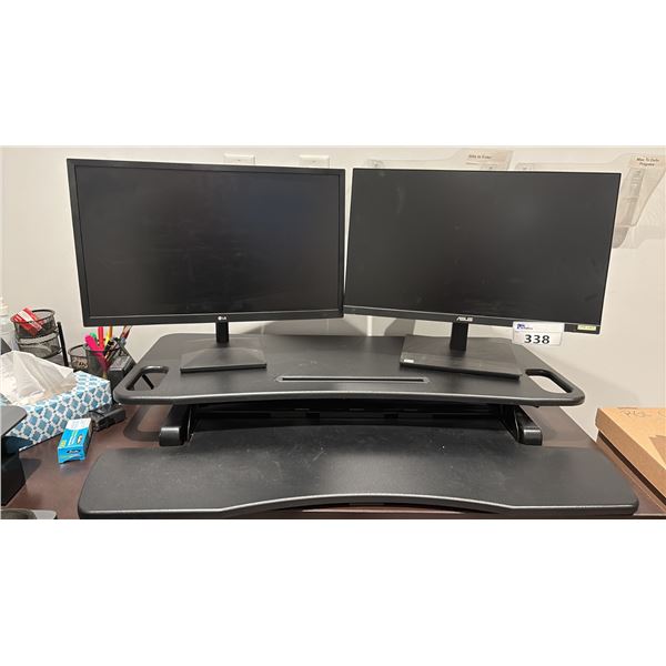 2 24" MONITORS WITH ADJUSTABLE SIT STAND