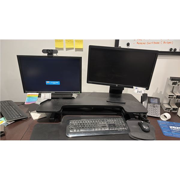 2 22" MONITORS ON ADJUSTABLE SIT STAND
